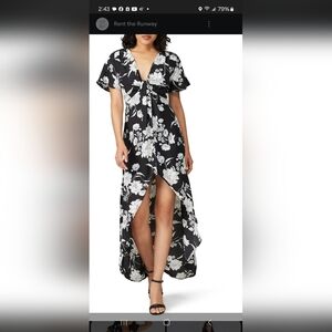 Women's Rtr Louna Black and White Floral High and Low Dress Sz M